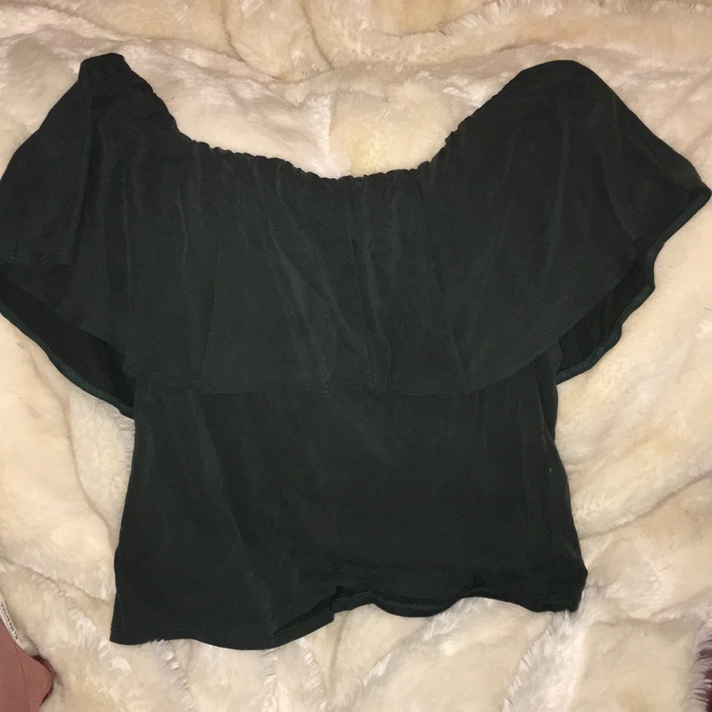 Hunter green off the shoulder top